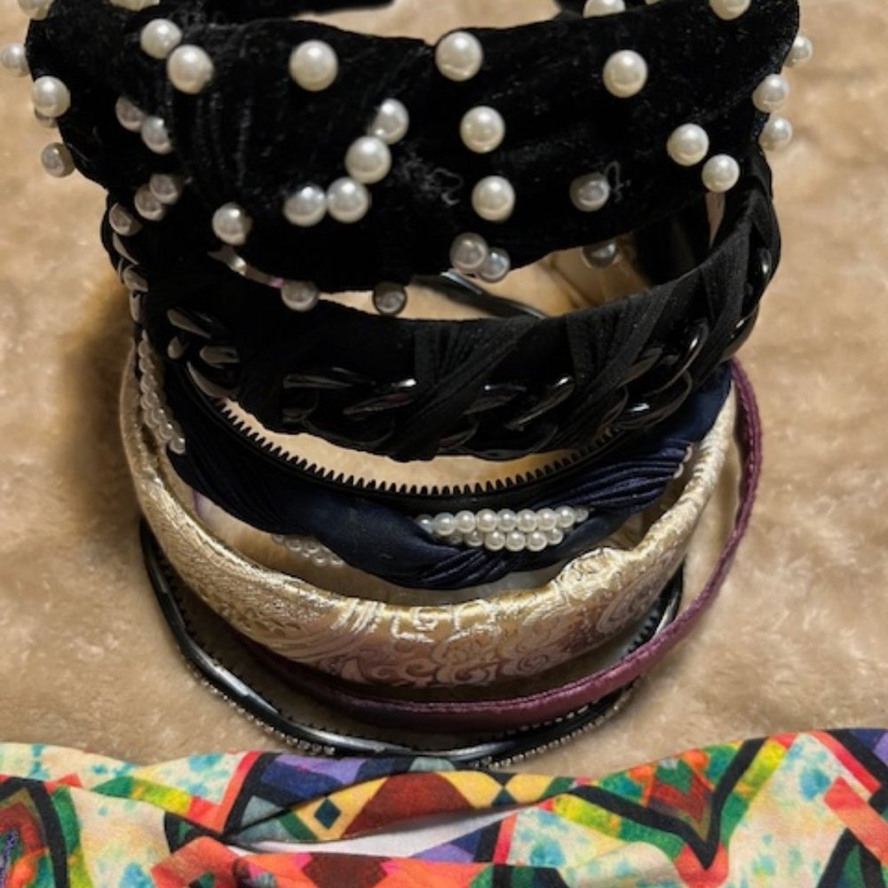 Mix of NWT and Almost New Headbands (8 total) inc. Velvet, Satin, Faux Pearl